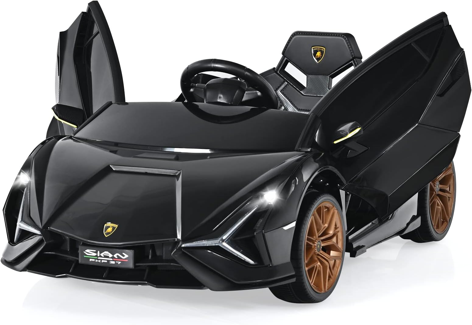INFANS Licensed Lamborghini Sian Kids Ride on Car with Scissor Doors