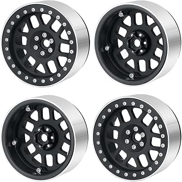 4PCS 2.6 Beadlock Wheels Rims Hubs for 1/10 Axial RBX10 AXI03005 Wraith 90048 90053 Axial AXI03000 AXI3004 Buggy Black 2.6 Mud Terrain Tires Black