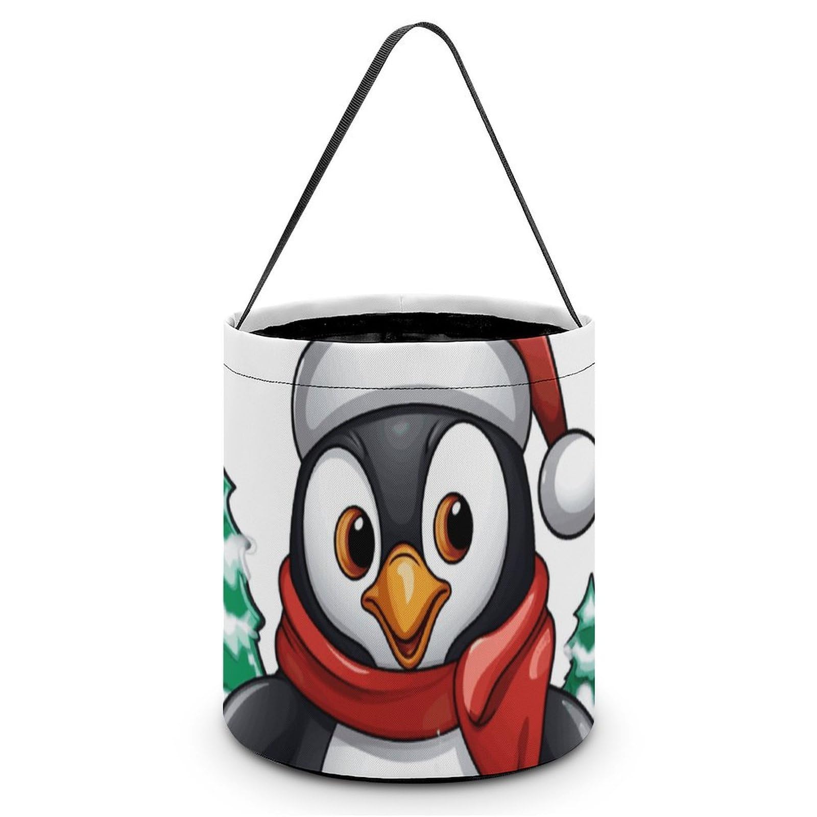 JTREHY Christmas Penguin Candy Basket Hand-held Portable Candy Basket Collapsible Reusable Candys Bags Trick Or Treat Bags Party Festival Gift Bucket