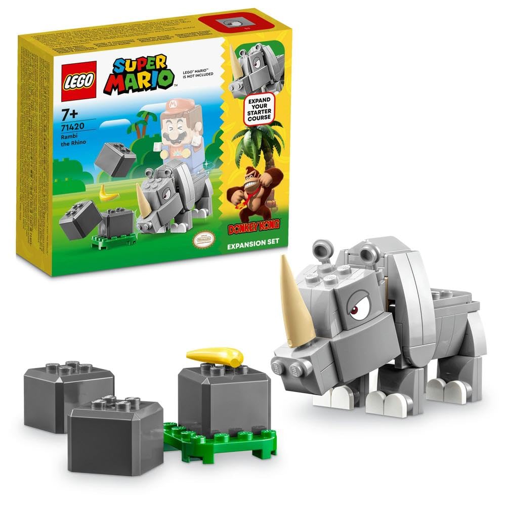 LEGO71420 Super Mario Rambi the Rhino Expansion Set, Buildable Animal Toy Figure, Small Gift to Combine with a Starter Course Game
