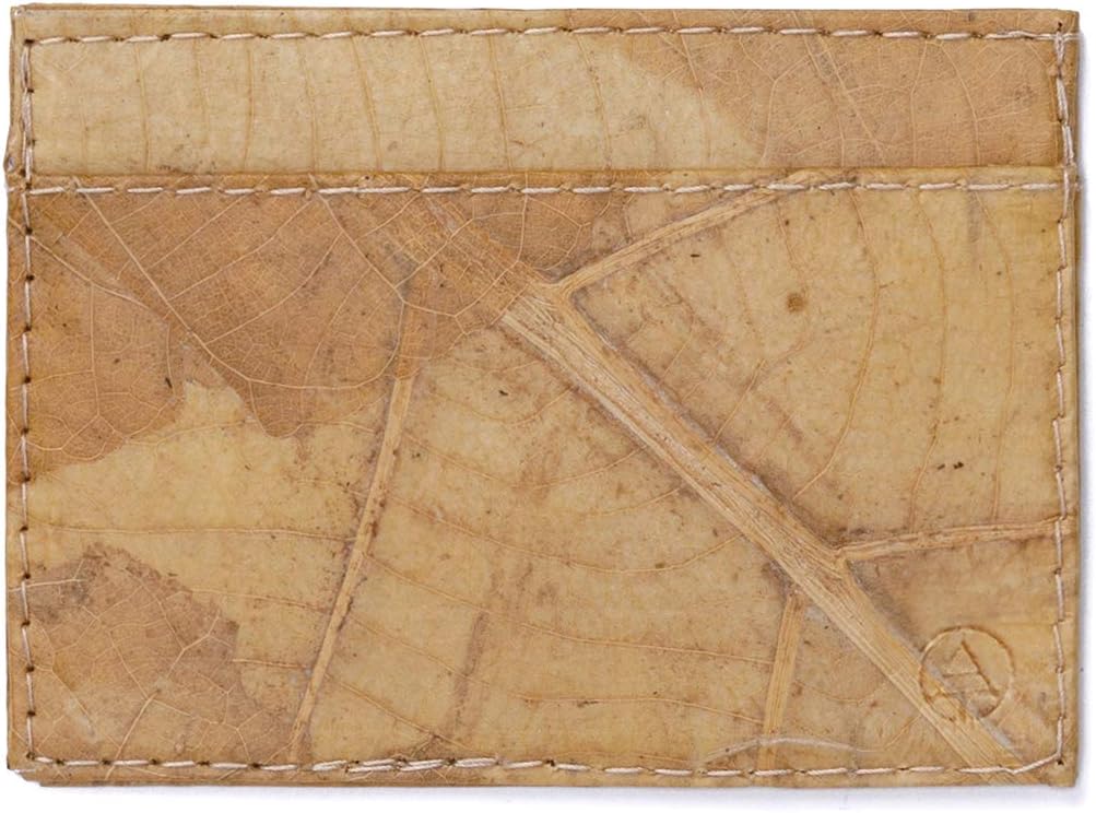Tree TribeLeaf Leather Slim Wallet - Minimalist Ultra Thin Handmade Card/Cash Holder - Natural