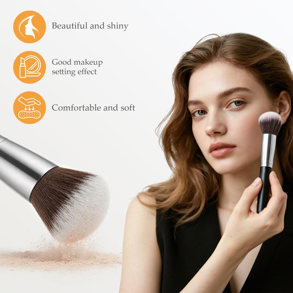 LOPHE Brochas de Maquillaje Profesional, Set 14+3 Piezas Brocha Maquillaje, Pinceles Sintéticos para Cara y Ojos, Cerdas Suaves, Kit Brochas con 2 Soplos de Polvo y Bolsa de Viaje (Negro Plata)