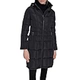 womens Full Length Puffer Coat – Hooded Quilted Winter Jacket With Zip Up Front