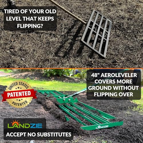 Image of LANDZIE - Lawn Leveling Rake 48 Inch, Pneumatic Yard Leveler