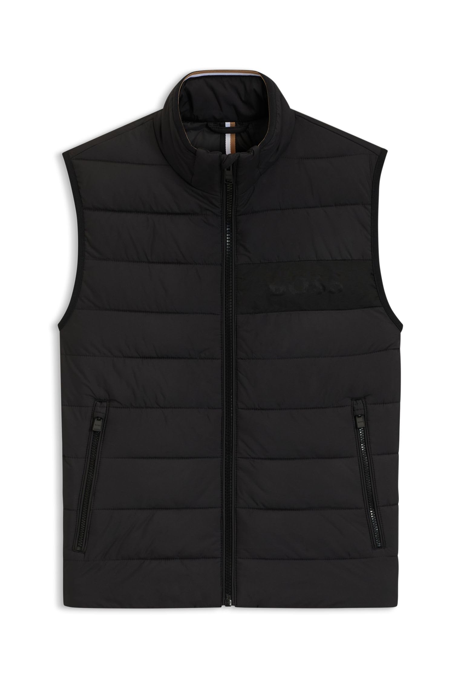 Boss Men's Black H-Cenito Water-Repellent Gilet With Tonal Logo