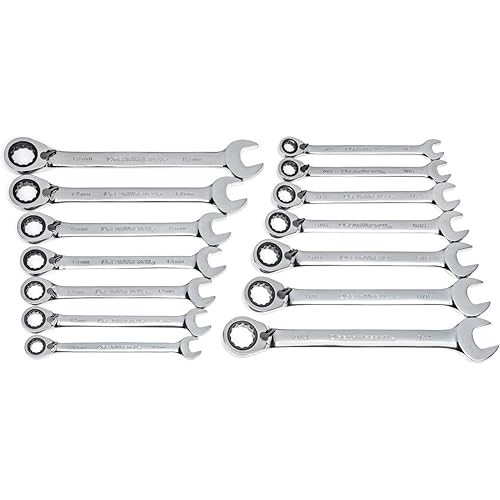 GEARWRENCH 14 Pc. 12 Pt. Reversible Ratcheting Combination Wrench Set, SAE/Metric - 85142