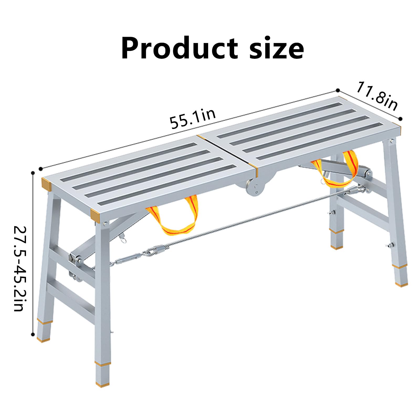 Plataforma de Trabajo Portátil Multifuncional de Aluminio, Plataforma de andamio,Plataforma de trabajo de aluminio para limpieza de techo,pintura y lavado de automóviles,carga máxima de 33(Size:140CM)