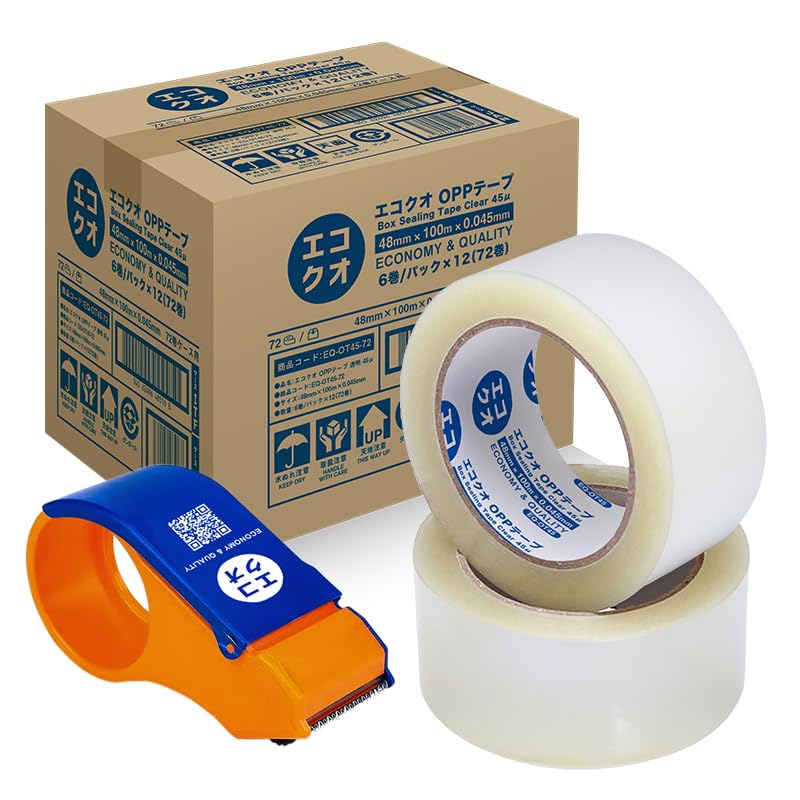 Amazon.co.jp: エコクオ OPPテープ 梱包用テープ 48mm幅 100m巻 72巻入