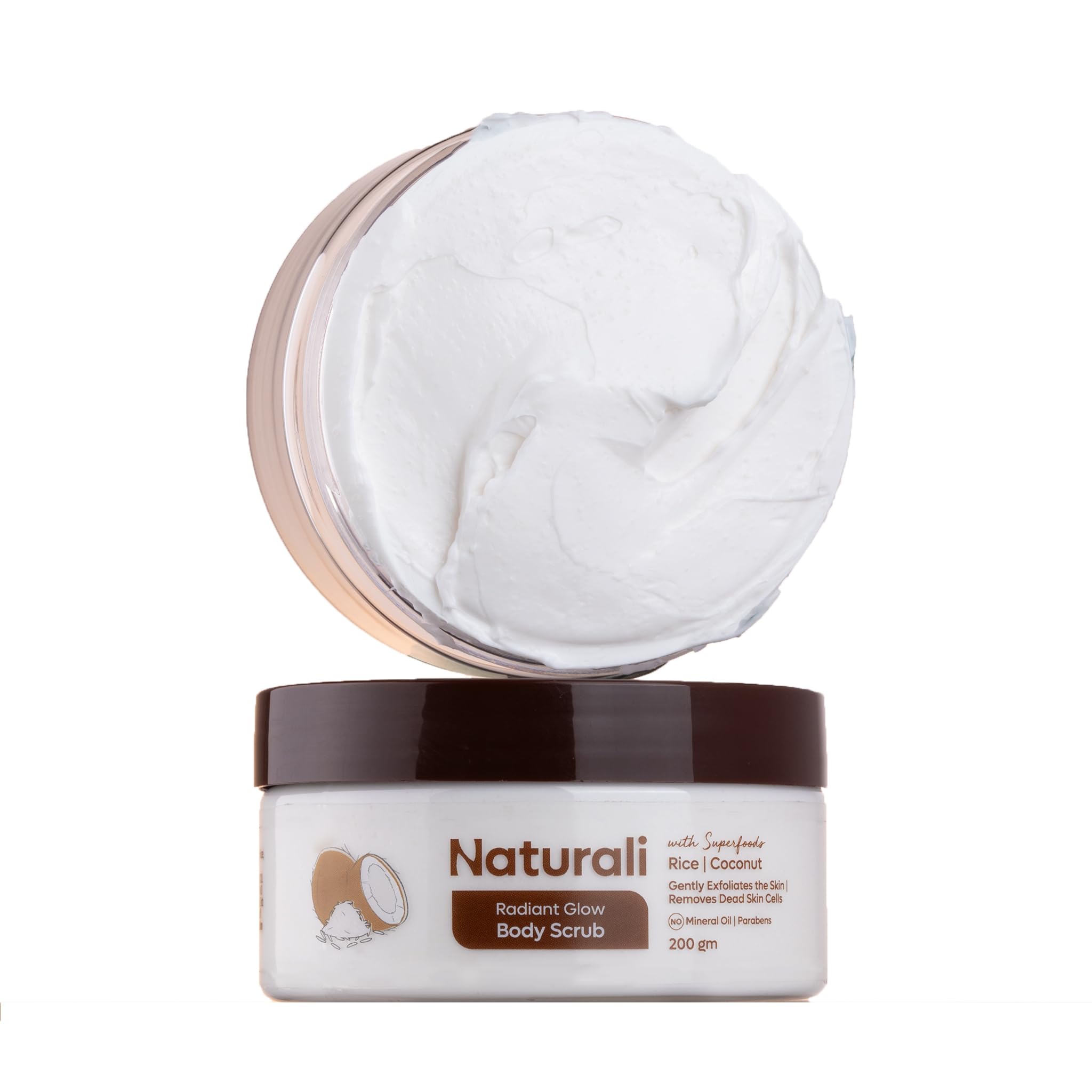 Naturali Radiant Glow Body Scrub With Rice & Coconut | Improves Skin Texture | Smoothens & Softens Skin | Paraben & Mineral Oil Free | 200g-image-29