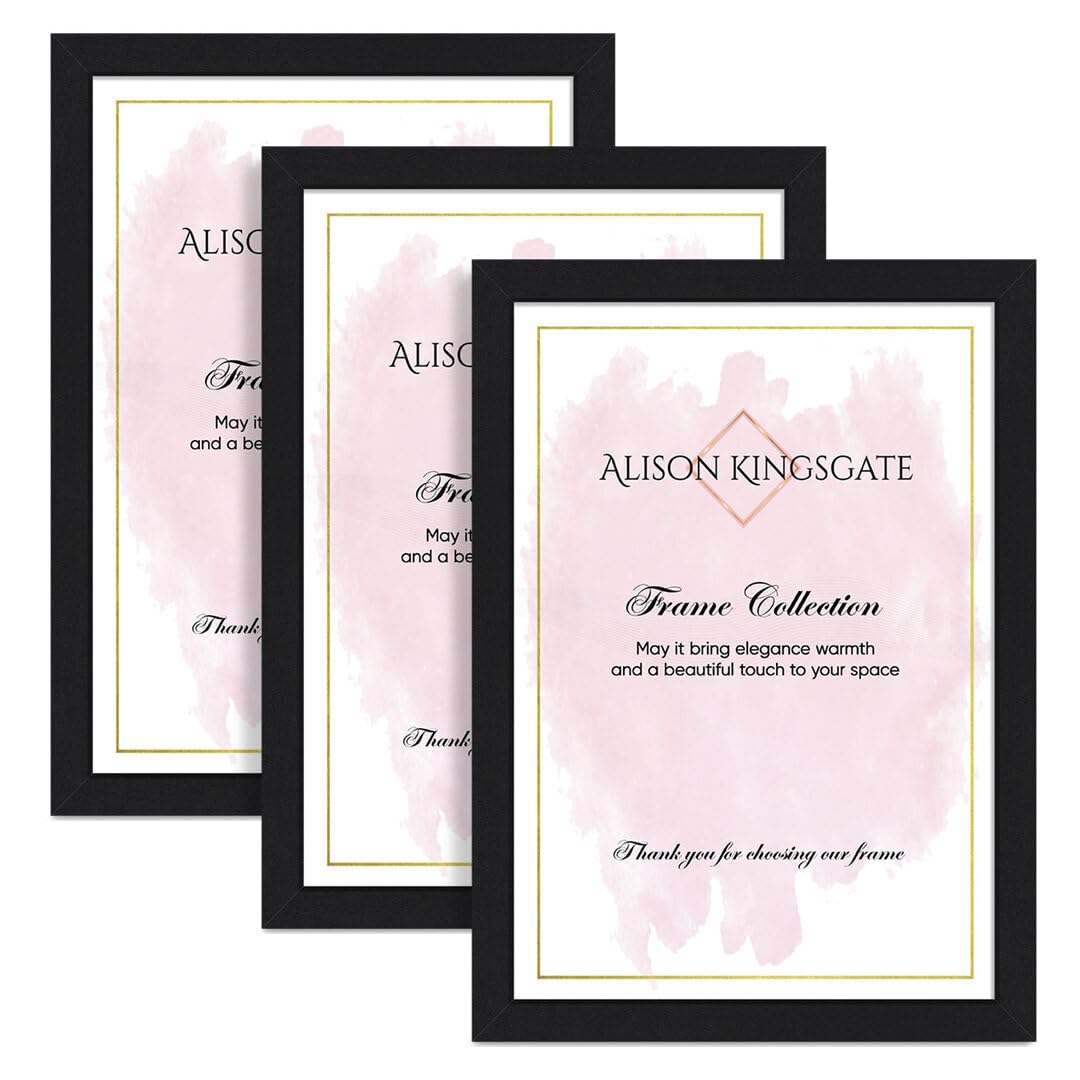 Alison Kingsgate 24X18 Matte Black Modern Photo Frames Pack of 3 - Engineered Wood Picture Frame with Perspex Front - Ideal for Certificates - Wall Mount or Tabletop - Multiple Sizes & Colors — image 1