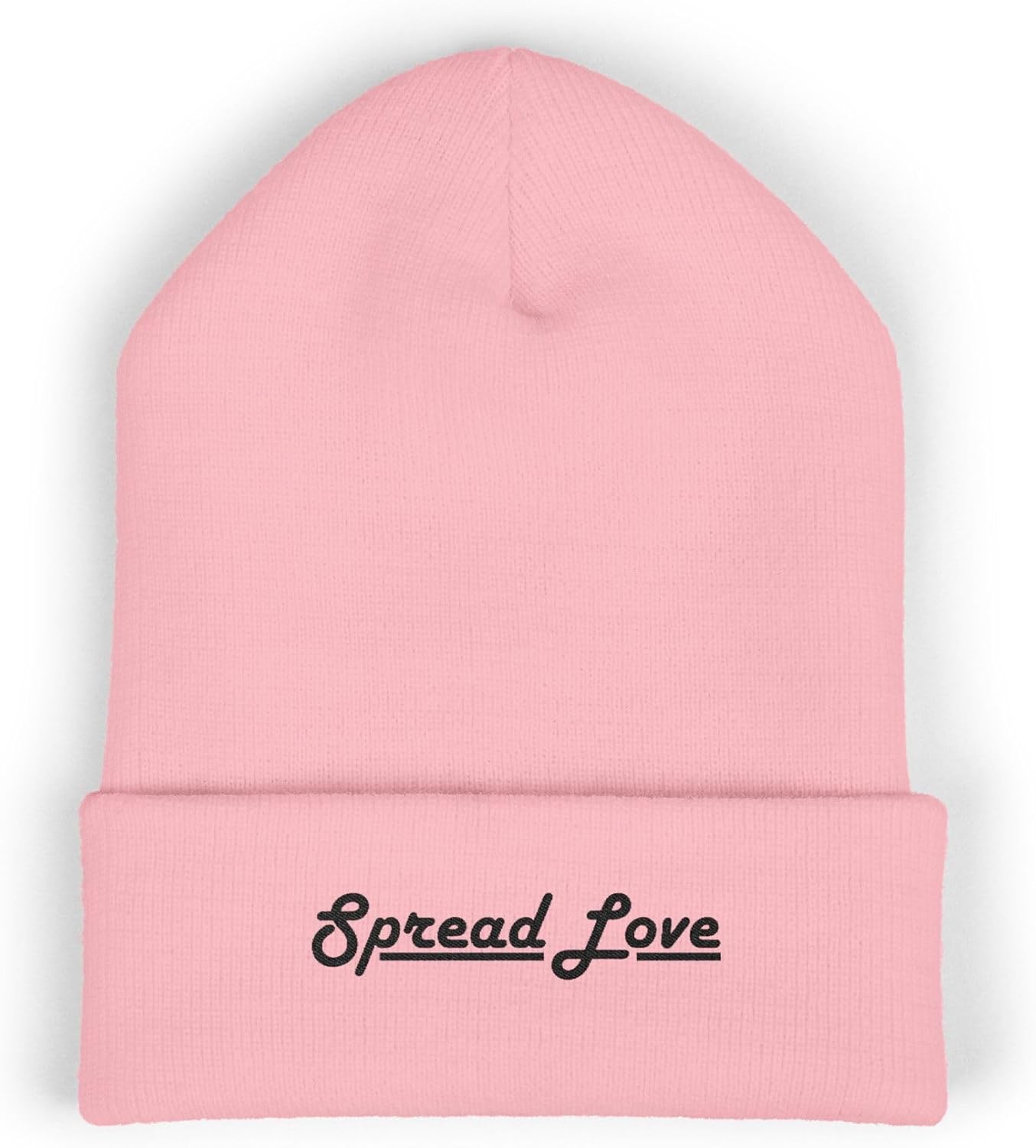 Spread Love Classic Cuffed Beanie Hat with Embroidery Message