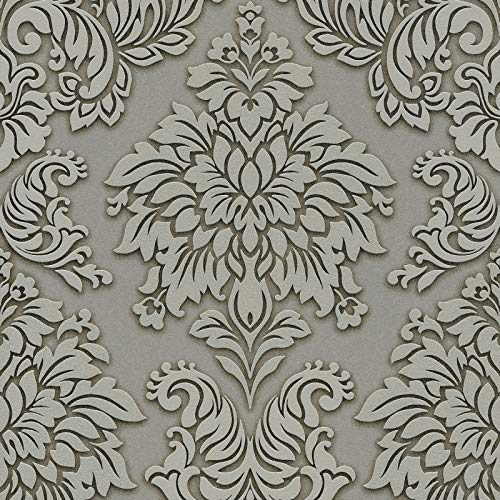 Papier peint baroque Tapisserie baroque Papier peint intissé Beige / crème Gris Métallique 368981 SP14625 | Votre papier peint en ligne