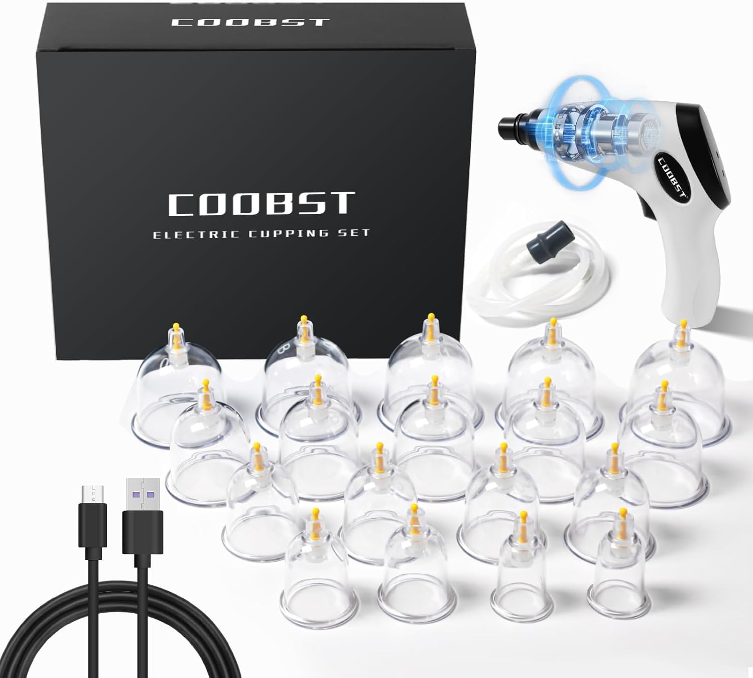 Cupping kit for Massage Therapy, Profession Cupping Set with Electric Cupping Guasha Pump, Cupping Therapy Set with 18pcs High Temp and High Pressure Resistant Vacuum Suction Cups for Cellulite