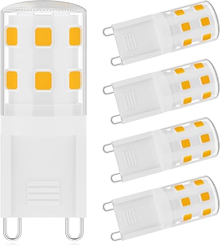 Bombillas LED G9 de 2 W, bombilla de 2 W, equivalente a halógeno de 250 W, 250 lúmenes, 120 V, base mini T4 G9, 3000 K, blanco cálido, sin parpadeo,