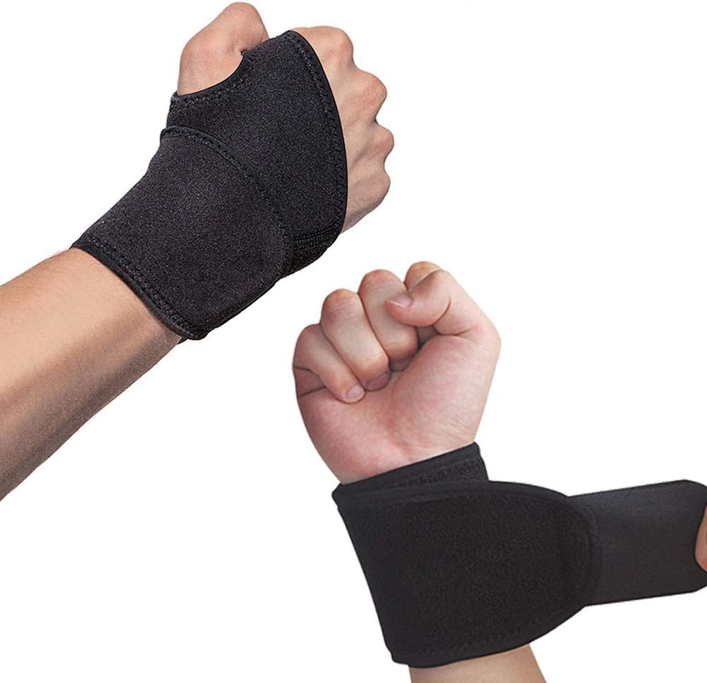 Hually Wrist Support, (2 Pack) Adjustable Wrist Brace with Hook-and-Loop Design, Breathable Wrist Wrap Band Offer Hand Support for Fitness, Bench Press, Weightlifting -One Size Fits Left or Right Hand