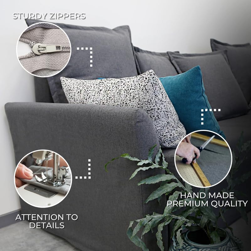 comfortly Cover for Holmsund Corner Sofa Bed, Replacement Slipcover, Heavy Duty 15 pcs Cover, Soft Durable Washable Fabric, Easy to Clean & Replace (Crown - Ocean Blue)