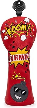 Bomb Golf Club Covers for Driver, Fairway, Hybrids - 4 Options - Golf Driver Headcover/Golf Fairway Wood Head Cover/Hybrid Headcover for Men/Women Golfer - Red Synthetic Leather Golf Headcover