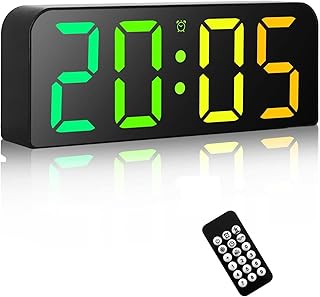 Digitale Wanduhr, 9,6 Zoll Digitale RGB-Uhr, LED-Digital-Wanduhr mit Fernbedienung, 3 Alarme, 3 Zoll große Ziffern, Schlummerfunktion, 12/24 Stunden für Home-Office-Küche