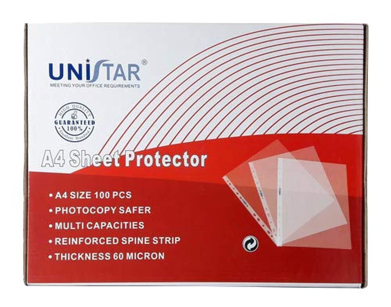 60 Micron A4 Punched Pocket, 100-Pieces