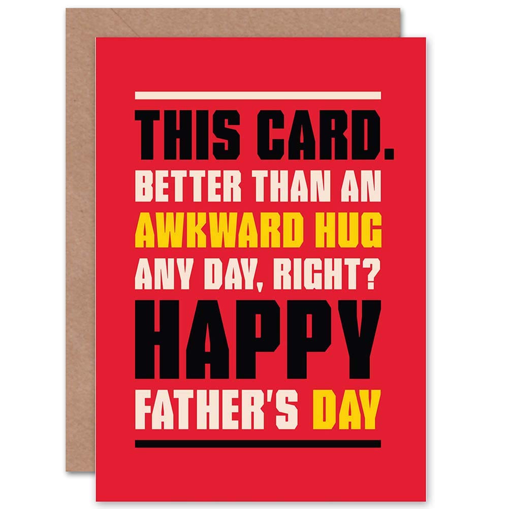 Artery8 Greeting Card - Awkward Hug - Happy Fun - Red