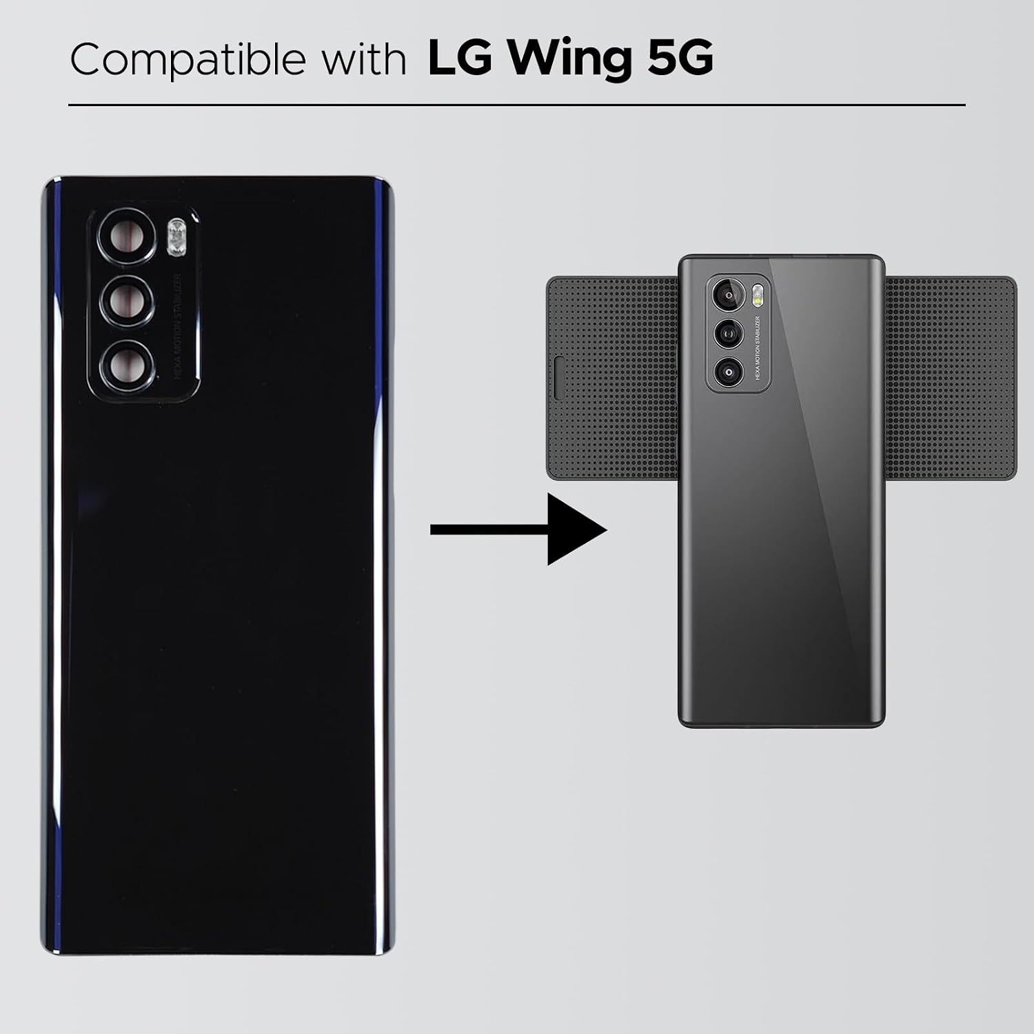 Compatible with LG Wing 5G Back Cover Replacement, Wing 5G LMF100N LM-F100 Back Housing Door with Pre-installed Camera Lens for All Carriers, Includes Repair Tools & Instruction, Aurora Gray