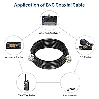 Vista 5 de Cable BNC - 5 pies RG58 50 ohm macho a macho cables coaxiales de extensión BNC de baja pérdida para antenas, radios RF, módems, osciloscopios