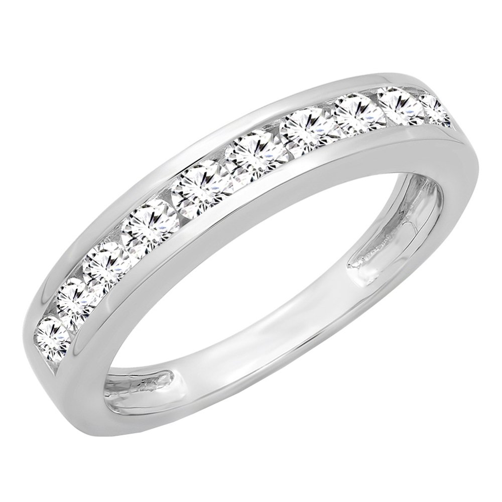 DazzlingRock Collection 10 quilates oro blanco redonda H-I Diamante cultivado en laboratorio