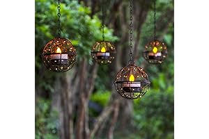 Solar Lights Outdoor Hanging Lanterns with Solar Tea Lights