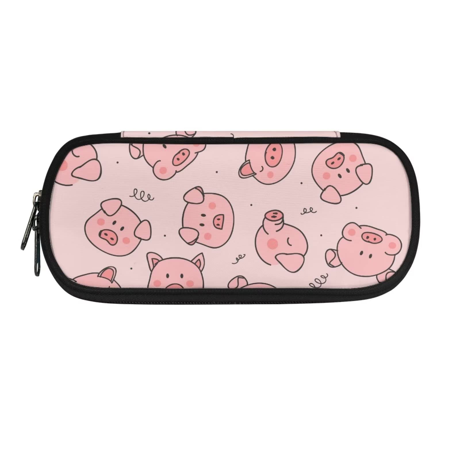 HUGS IDEA Cartoon Pink Pigs Big Capacity Pencil Case Zipper Pencil Bag for Office School Supplies Stationery Organizer Pencil Pouch Holder for Teen Boys Girls — image 1