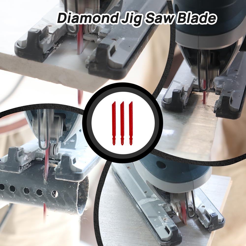 FOCSTOL Lama Seghetto Alternativo Diamantata - 3 pezzi 100mm Disco Taglio con Gambo a T per Vetroresina Marmo Plastica Legno Grana 46