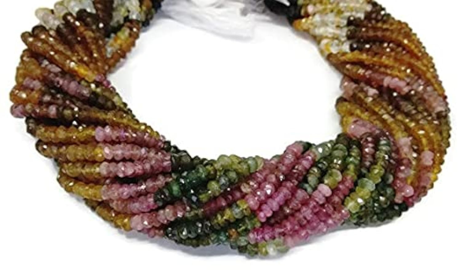 Tourmaline multicolore perles rondelles facettées 3.5mm fil pierre fine naturelle