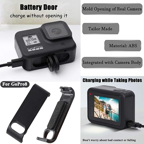 Miniatura 6 de Hero8 Tapa de absorción de lente de silicona y cubierta de puerta de batería de ABS con puerto de carga (2+1 paquetes) para cámara de acción GoPro