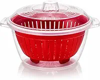 Panela Caçarola para Micro-ondas 2,6L com Cesto Escorredor Cozimento a Vapor de Legumes Recipiente Transparente Multiuso