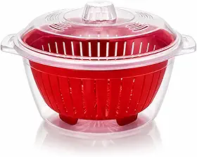 Panela Caçarola para Micro-ondas 2,6L com Cesto Escorredor Cozimento a Vapor de Legumes Recipiente Transparente Multiuso