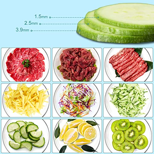 Safe Mandoline Slicer for Kitchen Vegetable Chopper Slicer, Food Chopper Vegetable Cutter, Onion Potato Salad Carrot Veggie Fruit Meat Cutter with Container, 5 Blades