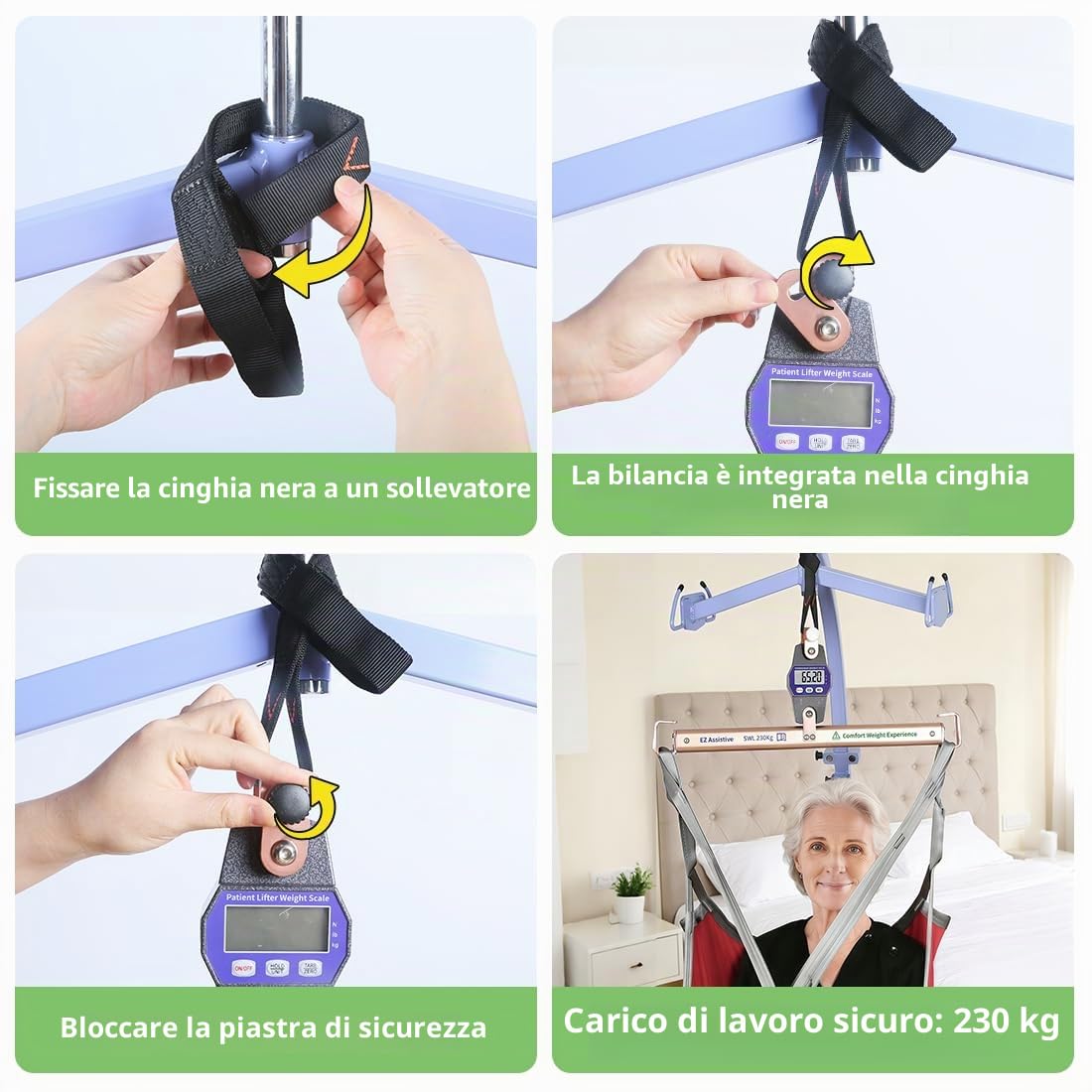 EZ Assistive Bilancia per Peso Paziente per Paziente Costretto a Letto, Bilancia di Sollevamento Universale per Cura Ospedaliera o Domestica, Carico di Peso Sicuro 227KG
