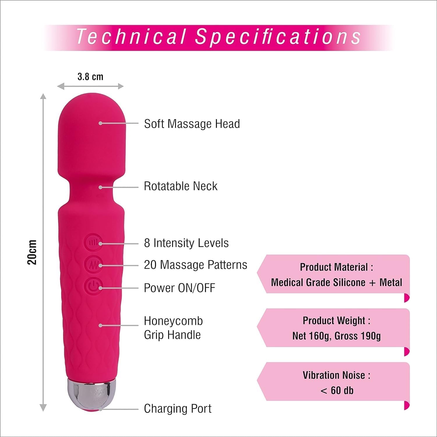 ROMINO Full Body Massager for Women & Men, Rechargeable Wireless Machine for Pain Relief, Handheld Personal Massager Vibrator with Medical Grade Silicone,8 Speeds,20 Modes ROMINO Full Body Massager for Women & Men, Rechargeable Wireless Machine for Pain Relief, Handheld Personal Massager Vibrator with Medical Grade Silicone,8 Speeds,20 Modes