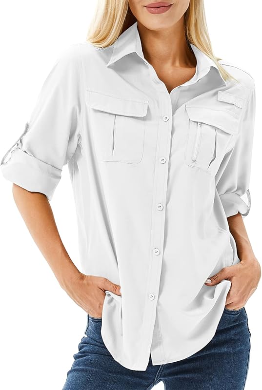 yeyity Chemisier pour femme, respirant, décontracté, protection UV UPF 50, manches longues, séchage rapide, pour randonnée, sport, safari, extérieur