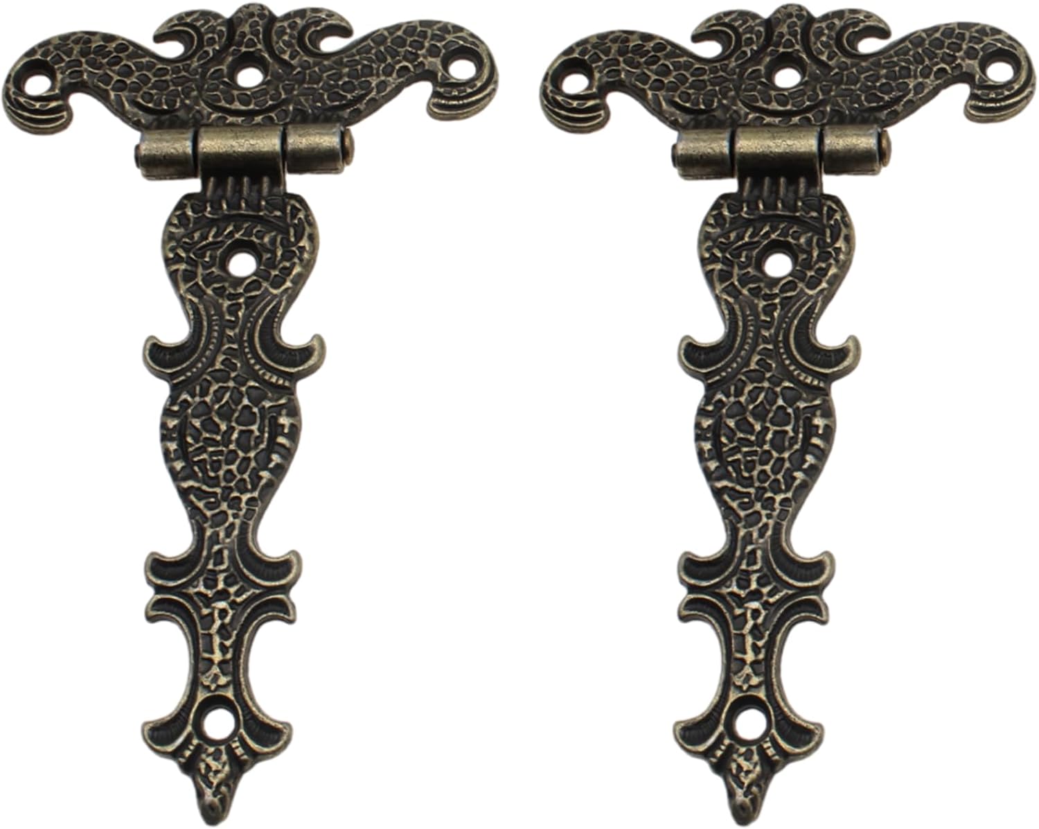 2PCS T-Shaped Wooden Box Hinge Zinc Alloy Antique Bronze Door Hinges for Furniture and Wooden Boxes
