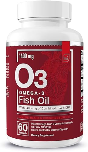 Suplemento de aceite de pescado sin polvo Omega-3 con EPA y DHA Ácidos grasos antioxidantes para apoyo inmunológico cardíaco y cognitivo Aceite de