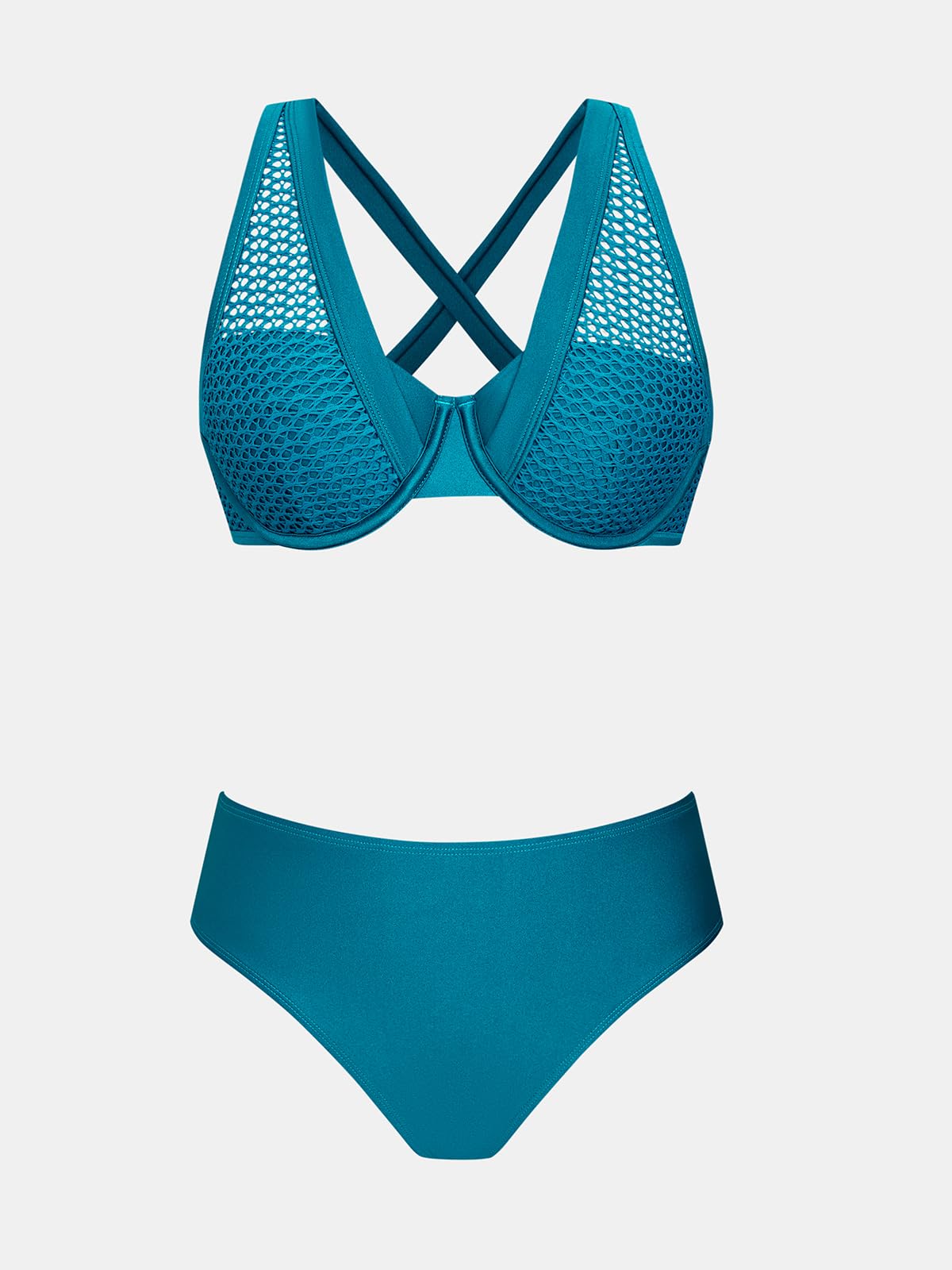 CUPSHE Bikini da donna, push up, due pezzi, costume da bagno con ferretto, incrocio sulla schiena, gancio posteriore
