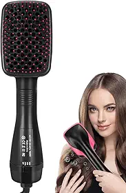 Escova de Cabelo Secadora 2 em 1, Tecnologia de Íons Negativos, Três Configurações de Temperatura/Velocidade , Escova Secadora de Cabelo e Alisador, Reduzindo o Frizz, flexível, 110V, 1000W