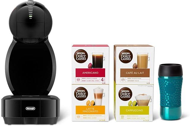 De'Longhi Nescafé Dolce Gusto Colors,Single Serve Capsule Coffee Machine Starter Kit, including travel mug and Americano pods, EDG355.B1, Black