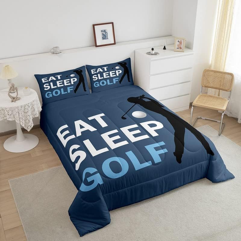 Miniatura 3 de Juego de ropa de cama de golf tamaño Queen para niños y niñas, juego de edredón deportivo de golf para niños, mujeres y hombres, edredón ultrasuave