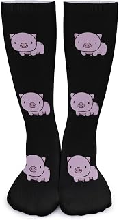 Lsjuee Cute Cartoon Pig Unisex Compression Socks Thick High Socks Warmer Long Socks