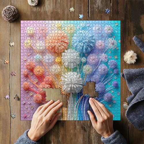 Rompecabezas floral para adultos de 1000 piezas, rompecabezas florales imposibles, rompecabezas de gradiente arcoíris colorido difícil, rompecabezas de primavera desafiantes de 1000 piezas miniatura 5