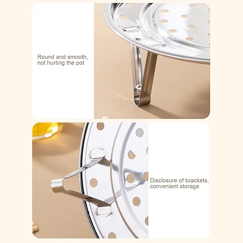 Miniatura 4 de Estante de vapor de cocina, estante de vapor de acero inoxidable con soporte extraíble, apilable, multifunción, bandeja de vapor para cocina, cesta