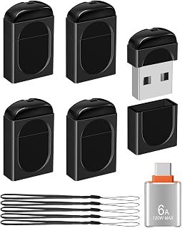 5팩 2GB FAT32 소형 플래시 드라이브 USB2.0 드라이브, USB-C 어댑터 포함 (블랙) | EASTBULL 미니 USB 2GB 썸 드라이브 팩 데이터 저장용 컴팩트 플래시 드라이브
