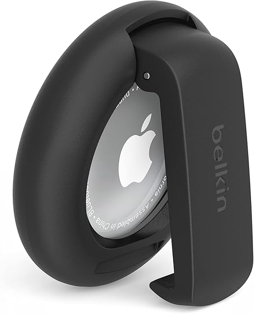 Belkin Etui do Apple AirTaga z klipsem, etui Secure Holder z brelokiem, odporne na zarysowania akcesorium ochronne do lokalizatora AirTag z brelokiem czarne