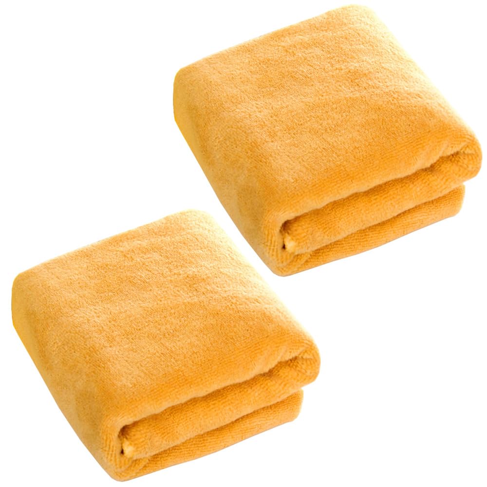 MOCNT 2 X Microfibre Towel 450GSM Bath Towels Quick Dry Sport Absorbent Travel Towel Microfibre Cloth Fast Drying Car Cleaning Towel Swimming Camping Hiking 35cm x 75cm Yellow